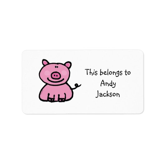 School Labels ( roze varken ) (Voorkant)