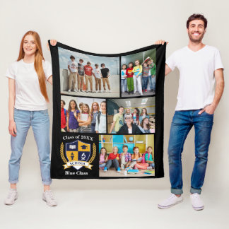 School Leaver Photo Memory Collage Blanket Fleece Deken