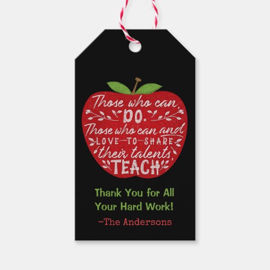 School leraar dank je | Apple Teaching Quote Cadeaulabel (Voorkant)