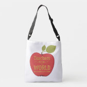 School leraar gouden script citaat op rode appel crossbody tas (Achterkant)