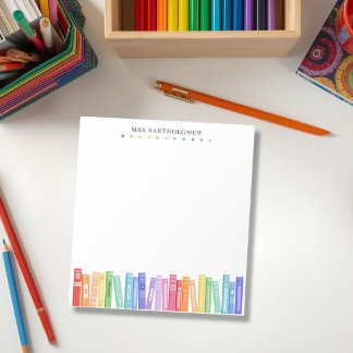 School Leraren Regenboog Kleur Boeken Aangepast Notitieblok