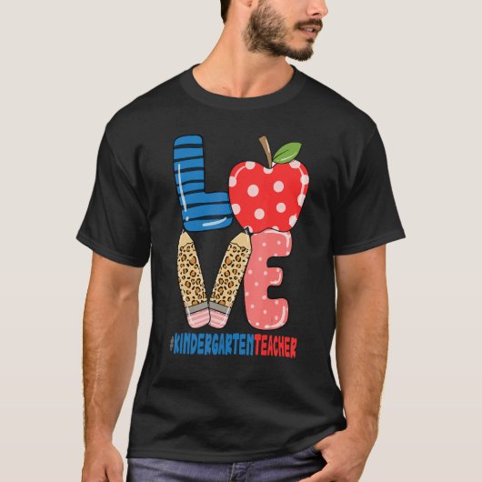 School Liefde Potlood Appel   Kleuterleidster T-shirt (Voorkant)