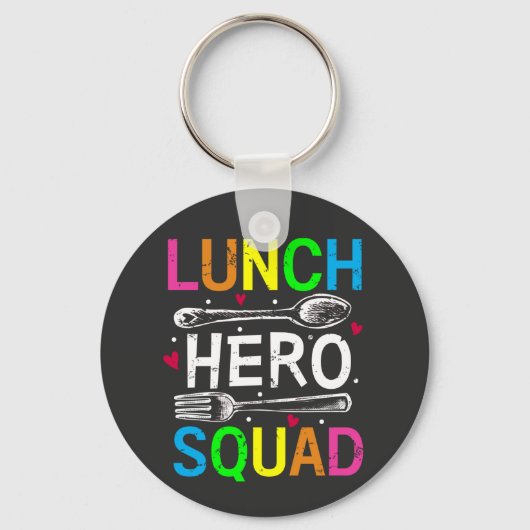 School Lunch Hero Squad Cafeteria Workers Button Sleutelhanger (Voorkant)