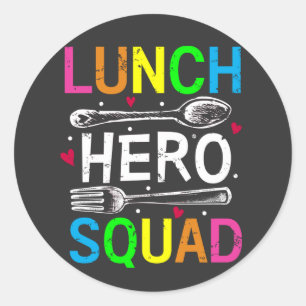 School Lunch Hero Squad Cafeteria Workers Ronde Sticker