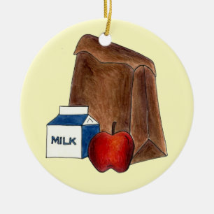 School Lunch Lady Cafeteria Worker Teacher Apple Keramisch Ornament