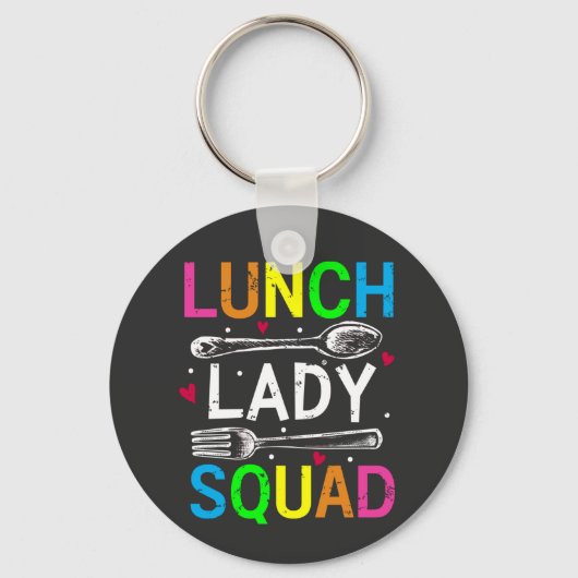 School Lunch Lady Squad Cafeteria Workers Button Sleutelhanger (Voorkant)
