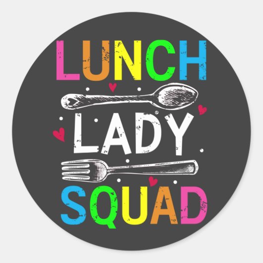 School Lunch Lady Squad Cafeteria Workers Ronde Sticker (Voorkant)