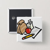 School Lunch Vierkante Button 5,1 Cm (Voorkant /achterkant)