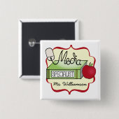 School Media Specialist Vierkante Button 5,1 Cm (Voorkant /achterkant)