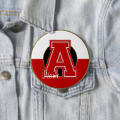 School Monogrammed Button, rood-witte letter A Ronde Button 4,0 Cm (In situ)