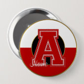 School Monogrammed Button, rood-witte letter A Ronde Button 4,0 Cm (Voorkant /achterkant)