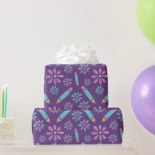 School Naadloos inpakpapier: Bloempotlood Art Cadeaupapier