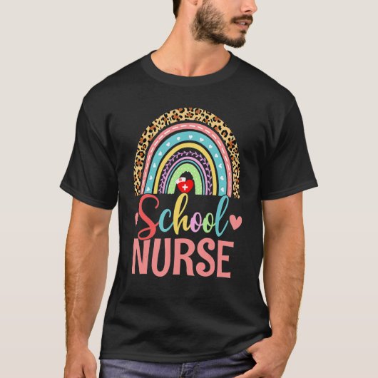 School Nurse Boho Rainbow Leopard Nurse Week 2022  T-shirt (Voorkant)