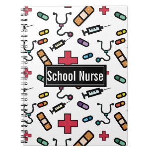 School Nurse Medical Pattern Fun Notes Notitieboek