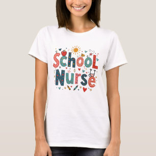 School Nurse Whimsical - Schattige kleurrijk ontwe T-shirt