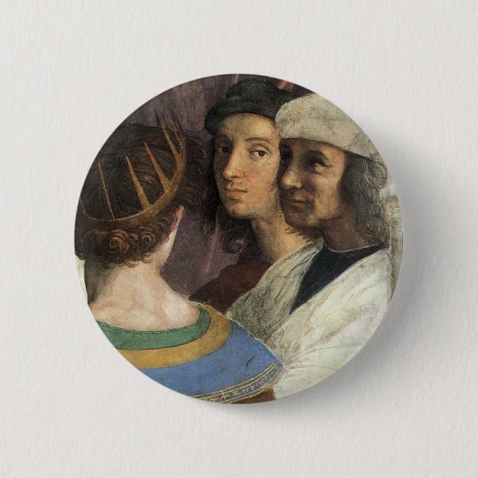 School of Athens door Raphael, antieke Renaissance Ronde Button 5,7 Cm (Voorkant)