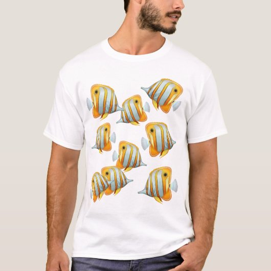 School of Copperband Butterfly Fish T-Shirt (Voorkant)