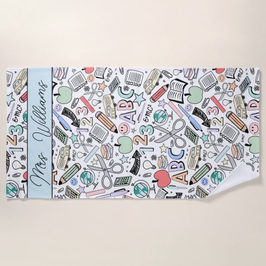 School of Cute Summer Beach Towel Strandlaken (Voorkant)