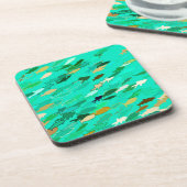 School of Fish, Aqua, Green and Gold Drankjes Onderzetter (Linkerzijde)
