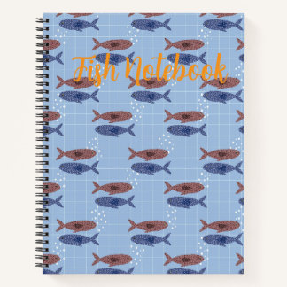 School of Fish Blauwe Rasterpatroon Notitieboek