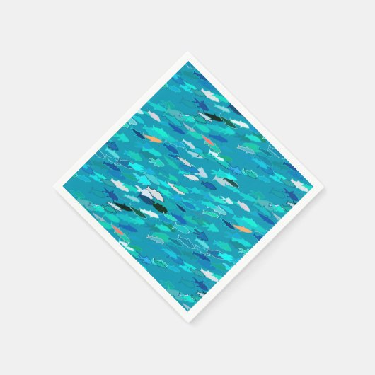 School of Fish, Turquoise, Blue en Aqua Servetten (Hoek)