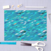 School of Fish, Turquoise, Blue en Aqua Tissuepapier (Craft)