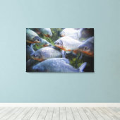 School of Piranhas (Pygocentrus nattereri) Canvas Afdruk (Insitu (Houten vloer))
