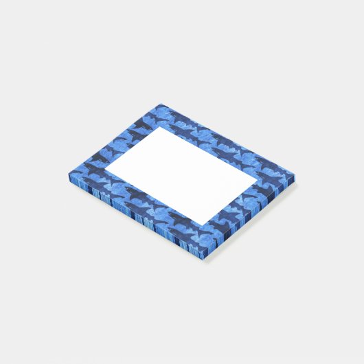 School of Sharks Blue Pattern Post-it® Notes (Schuin)