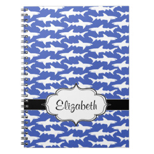 School of Sharks Funny Blue and White Notitieboek