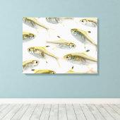School of X-ray tetra fish (Pristella) Canvas Afdruk (Insitu (Houten vloer))