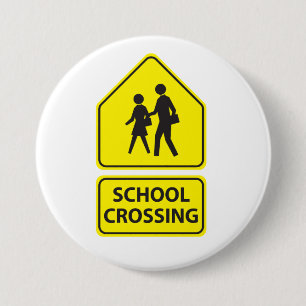 School Oversteekplaats Knop Ronde Button 7,6 Cm