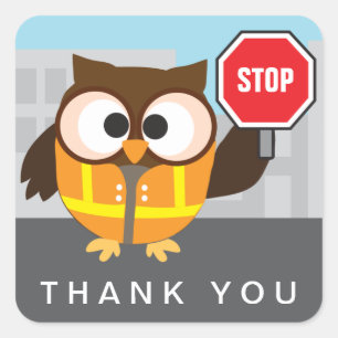 School Owl Crossing Guard dank je Vierkante Sticker