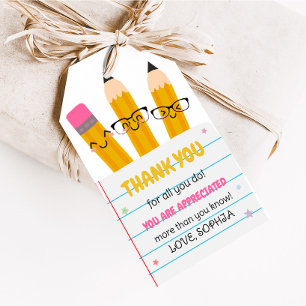 School Pencil Leraar Waardering Voorkeur Tags Cadeaulabel