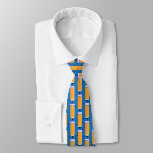 School Pencil Pattern Blue Neck Tie Stropdas (Gebonden)