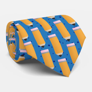 School Pencil Pattern Blue Neck Tie Stropdas