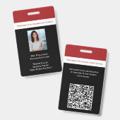School Personeel QR Code Personeelsfoto ID Docent Badge (Voor- en achterkant)