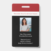 School Personeel QR Code Personeelsfoto ID Docent Badge (Voorzijde)