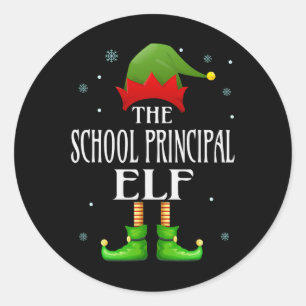 School Principal Elf Xmas Grappige Familie Matchin Ronde Sticker