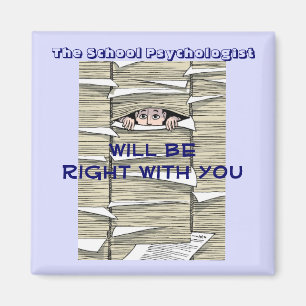 School psycholoog begraven in papierwerk magneet