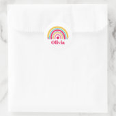 School Rainbow gepersonaliseerd naamlabel Ronde Sticker (Tas)