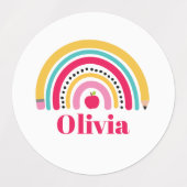 School Rainbow Gepersonaliseerde naam Labels (Design 1)