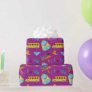School Rugzak Naadloze Wrapping Paper Joy Cadeaupapier