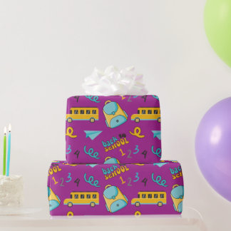 School Rugzak Naadloze Wrapping Paper Joy Cadeaupapier