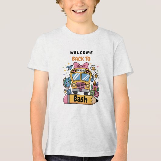 School’s Back Bash! Editable End of Summer Party Tri-Blend Shirt (Voorkant)