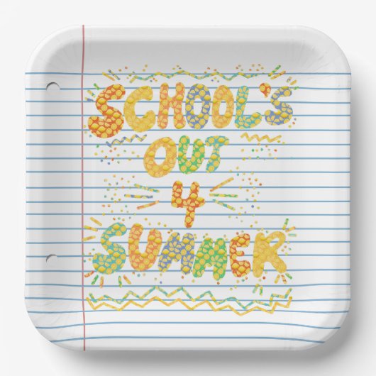 School’s Out Loose Leaf Paper Papieren Bordje (Voorkant)