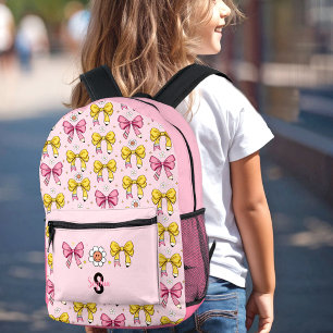 School Schattige Bow Pencil Coquette Retro Monogra Bedrukte Rugzak