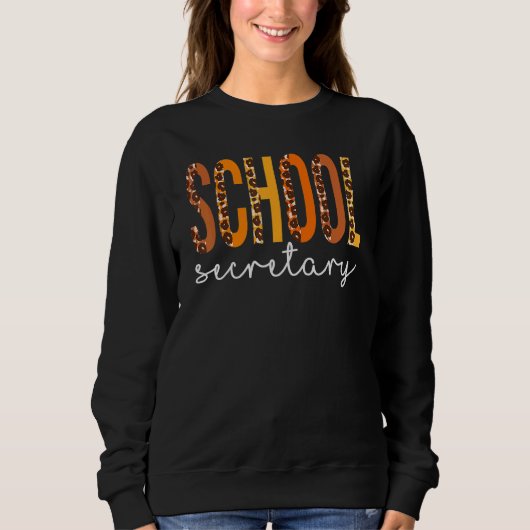 School Secretary Leopard Squad Cute Fall Autumn Th Trui (Voorkant)