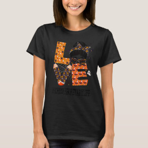 School Secretary Love Messy Bun Pumpkin Women Hall T-shirt
