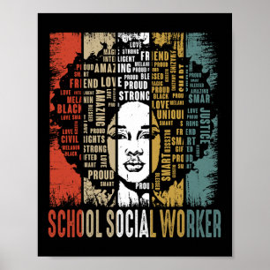 School Social Worker Afro African Women Black Hist Poster