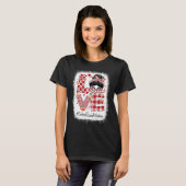 School Social Worker Love Messy Bun Valentine's Ap T-shirt (Voorkant volledig)